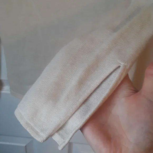 Y2K Crochet neckline Top w/ 3/4 split sleeves Lightweight Knit beaded tie - Picture 14 of 15